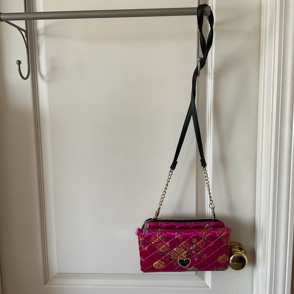 Pink Quilted Betsy Johnson wallet crossbody bag